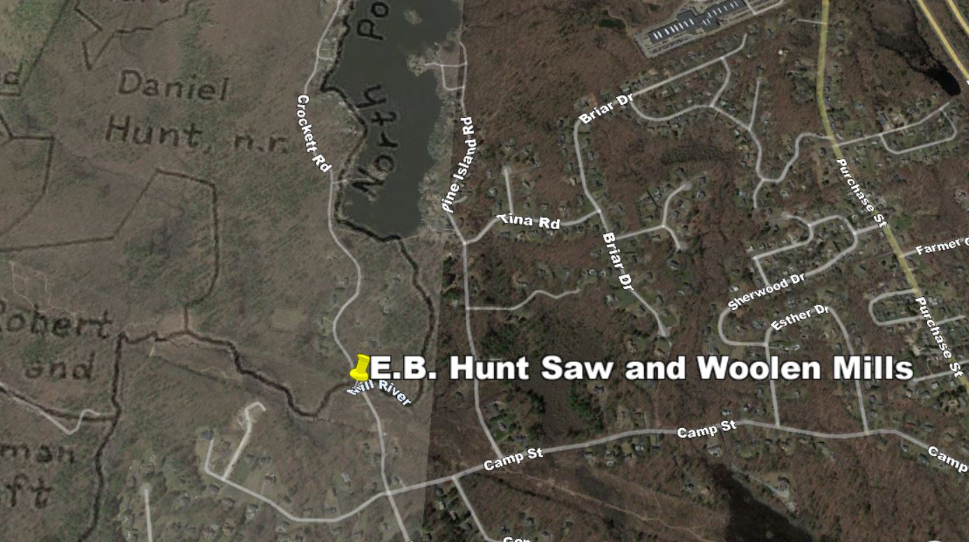 Map showing location of the Hunt Wool Mill