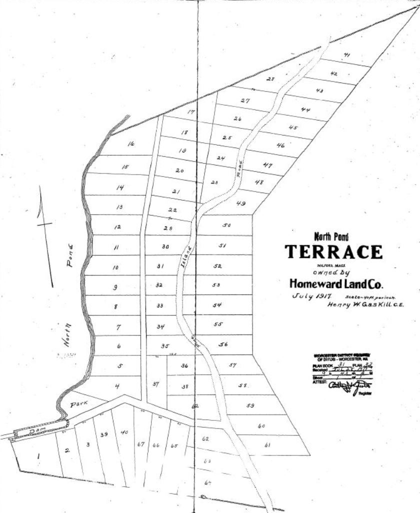 Plan of North Pond Terrace, Milford, Massachusetts 1917
